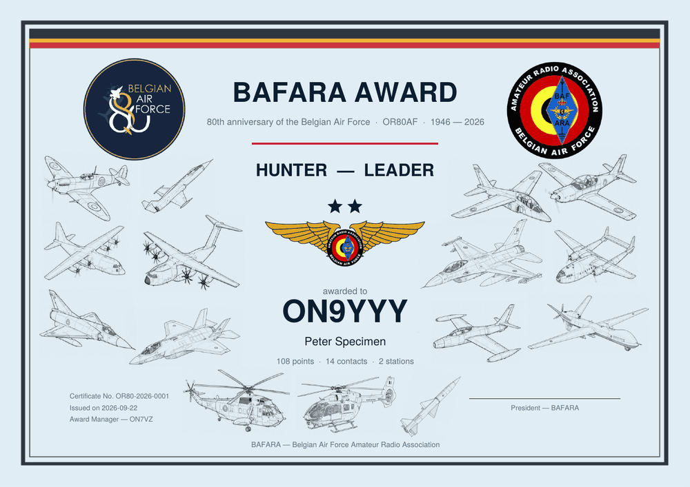 Award · 297 × 210 mm — Specimen